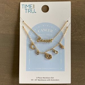 Time & True Cancer Zodiac 2 Piece Necklace Set